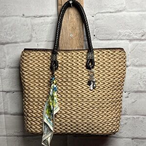 Stylish Tan Woven Tote Bag